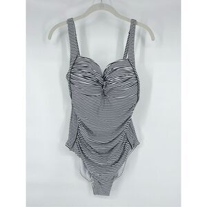 Nip Tuck Sorrento Stripe Joanne Twist Front One Piece Swim Suit Black Size US 10